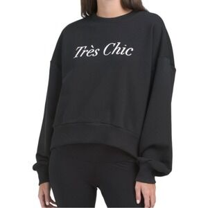 Cinq a Sept Black White TRES CHIC Sweater Crewneck Sweatshirt NWT Small